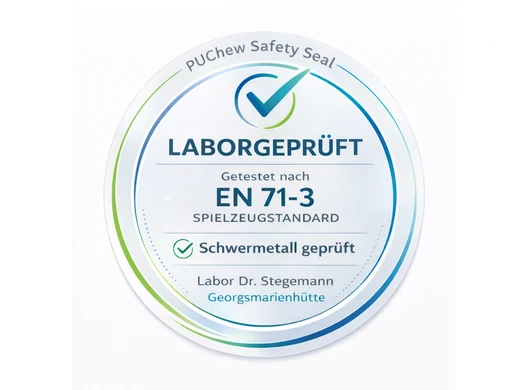 Siegel: Laborgeprüft nach EN 71-3 Spielzeugstandard, Schwermetall geprüft